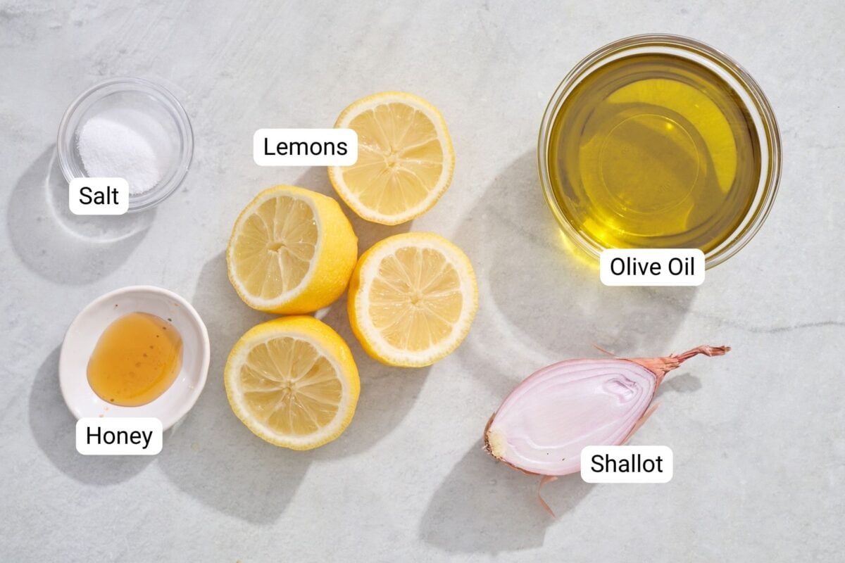 Lemon vinaigrette dressing ingredients.