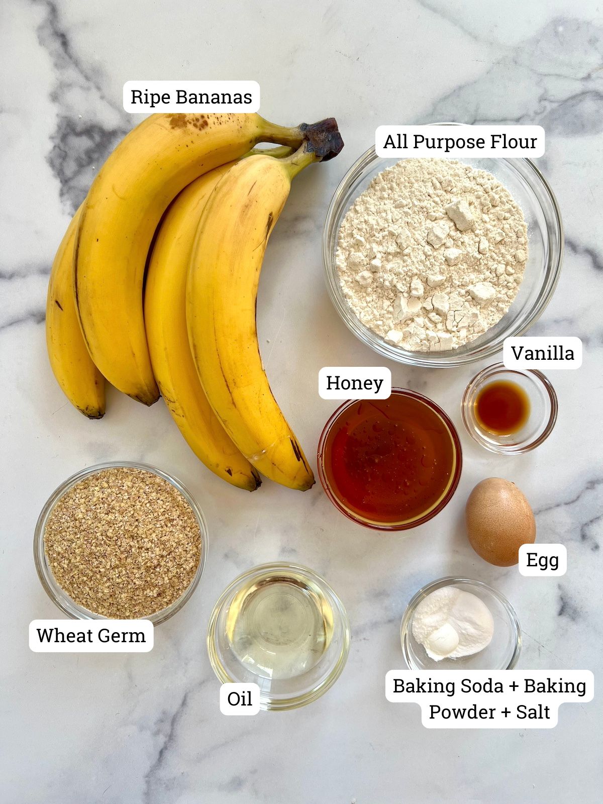 Banana Wheat Germ Muffins Ingredients.