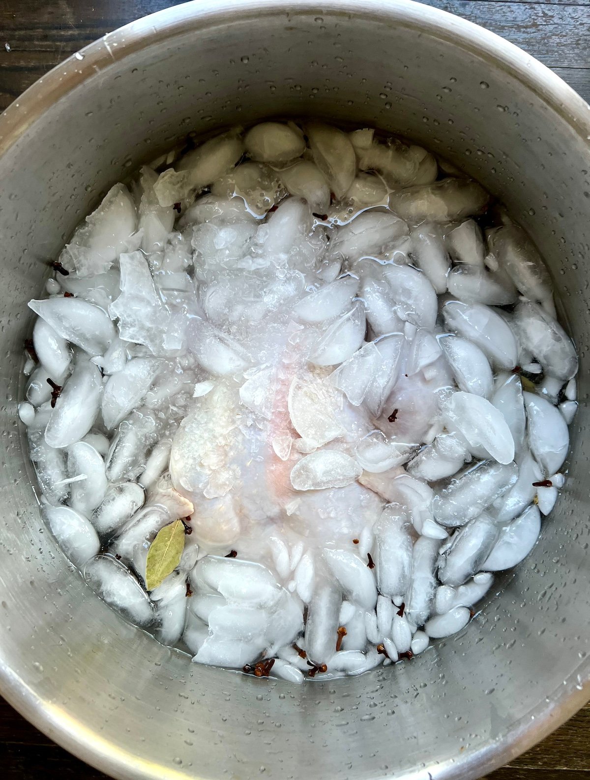 Turkey submerged in brine.