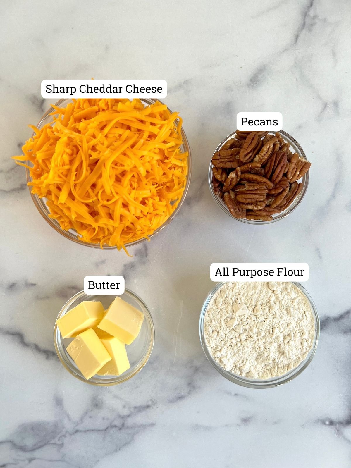 Ingredients to make cheese wafers.