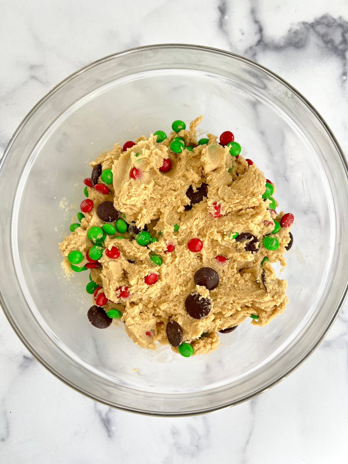 Cookie bar dough in a mixing bowl.