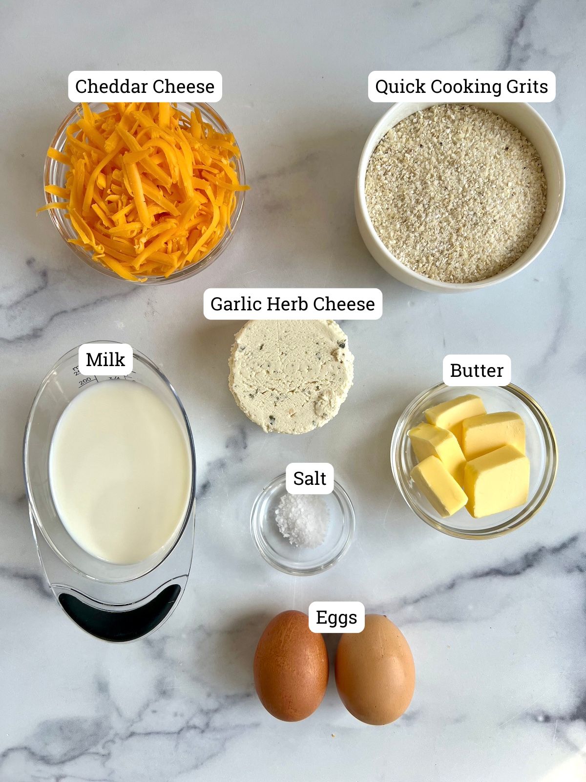 Ingredientes necesarios para Grits con queso.