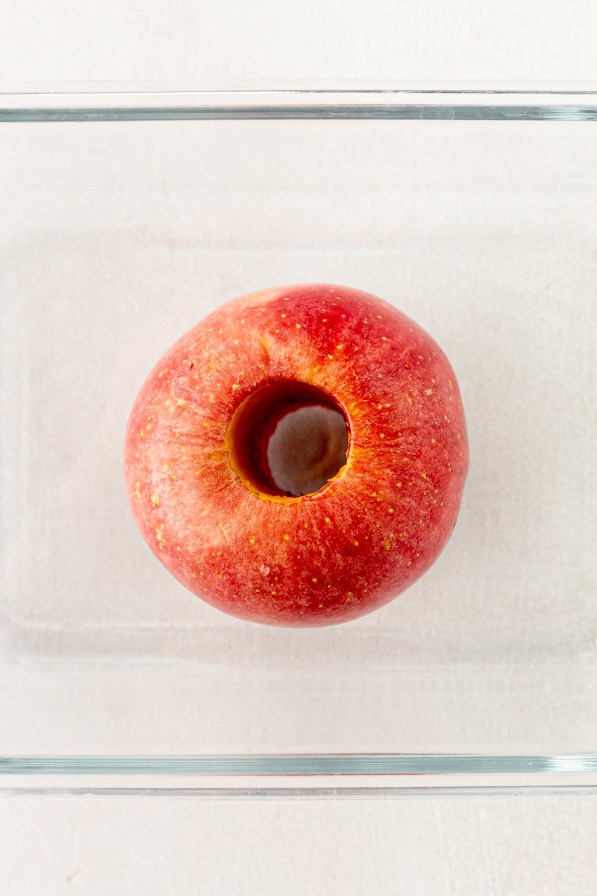 Apple filled with raisins and apple juice.