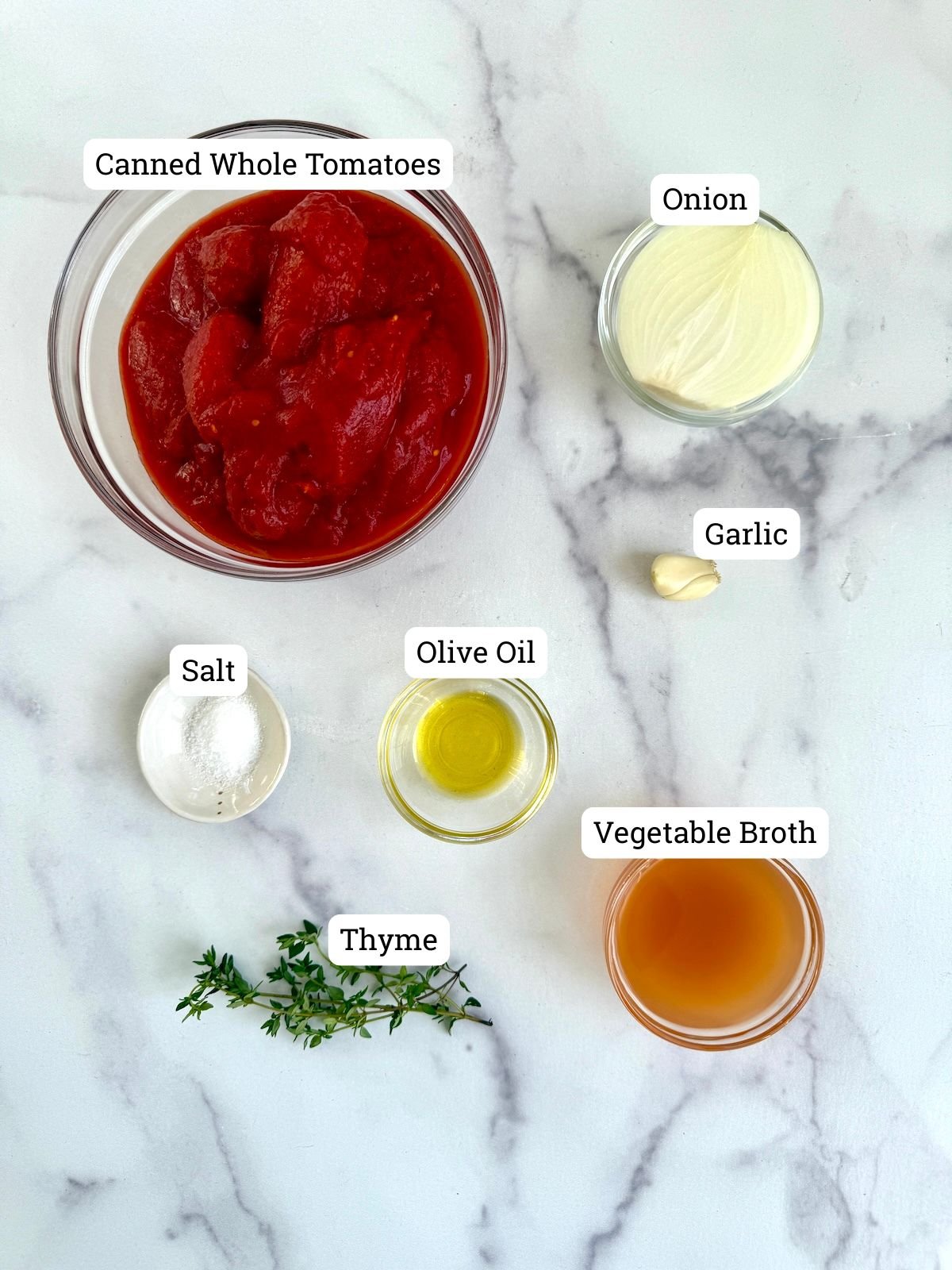 Ingredients for roasted tomato soup.