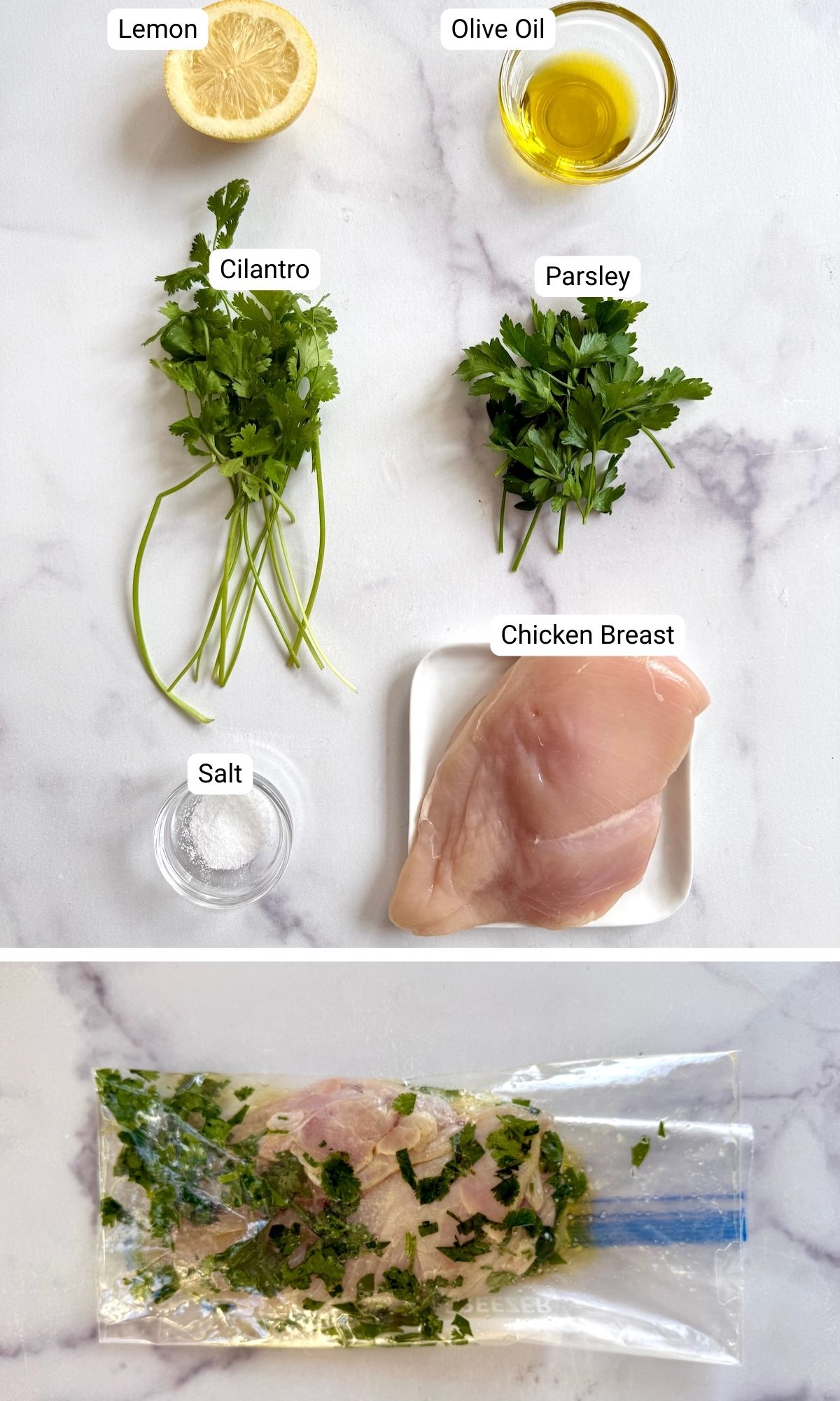 Ingredients for fresh herb chicken marinade.