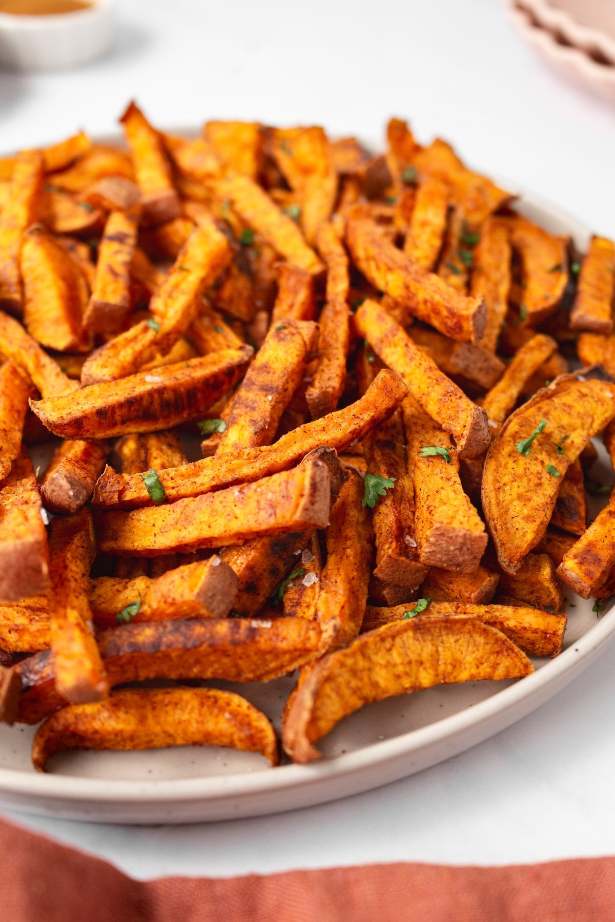 Sweet potato fries on a plate.