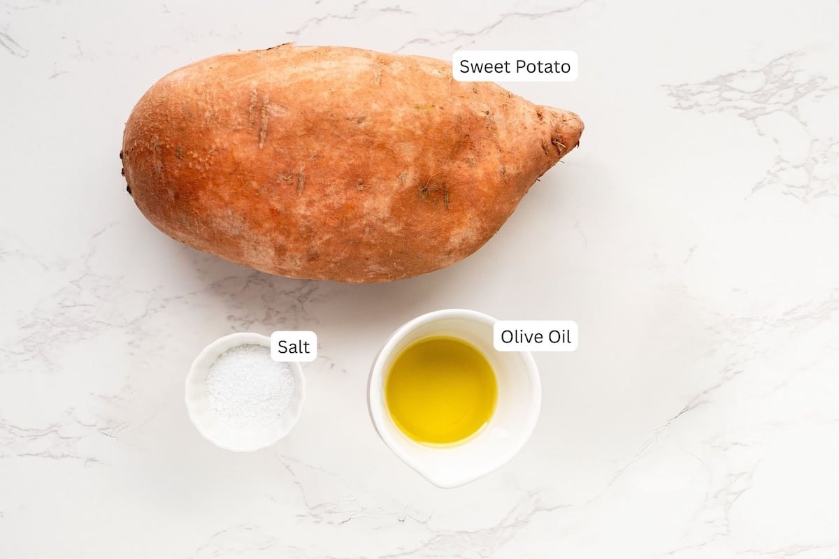 Ingredients for baked sweet potato fries.