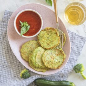 Vegetable pancakes with broccoli and zucchini.